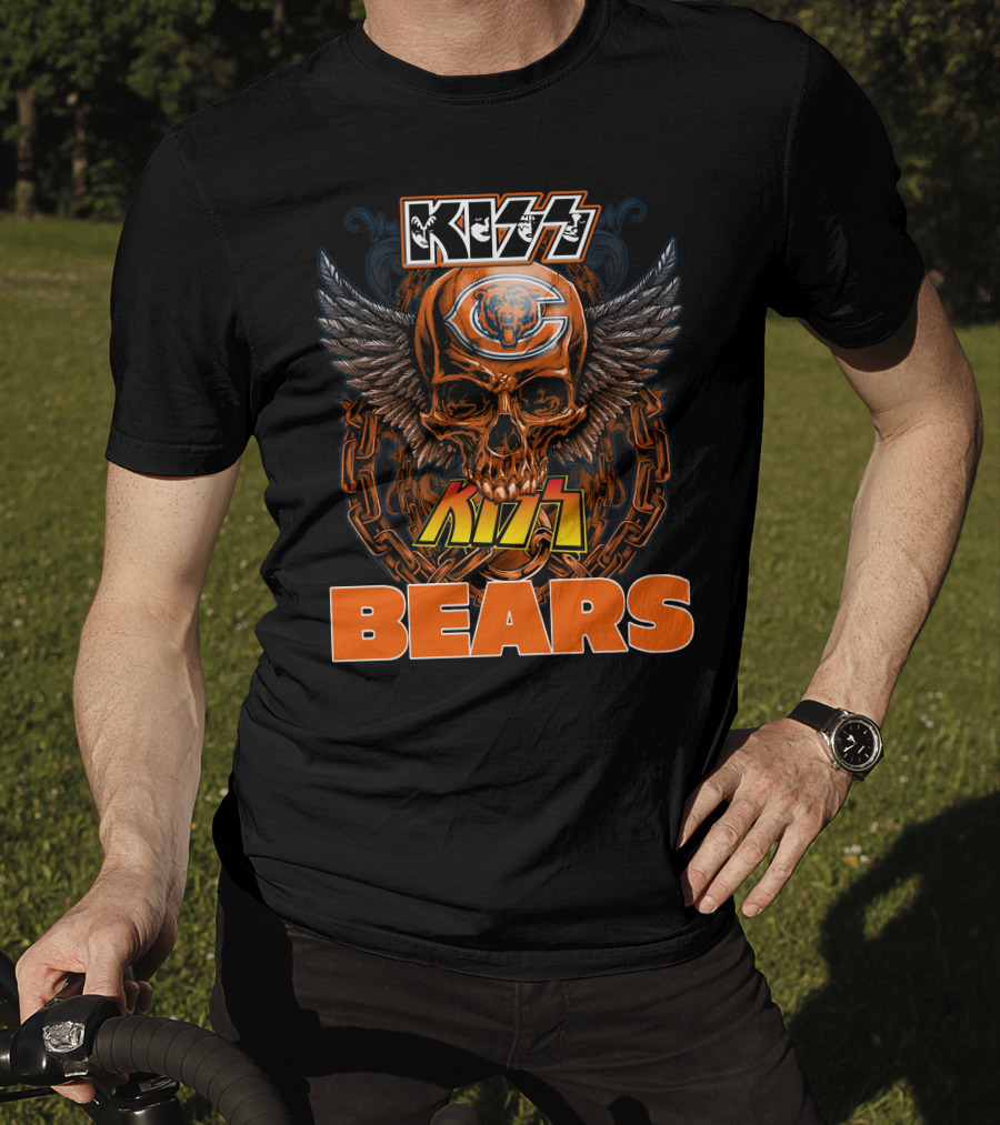 KISS CHICAGO BEARS Skull Wings T-Shirt
