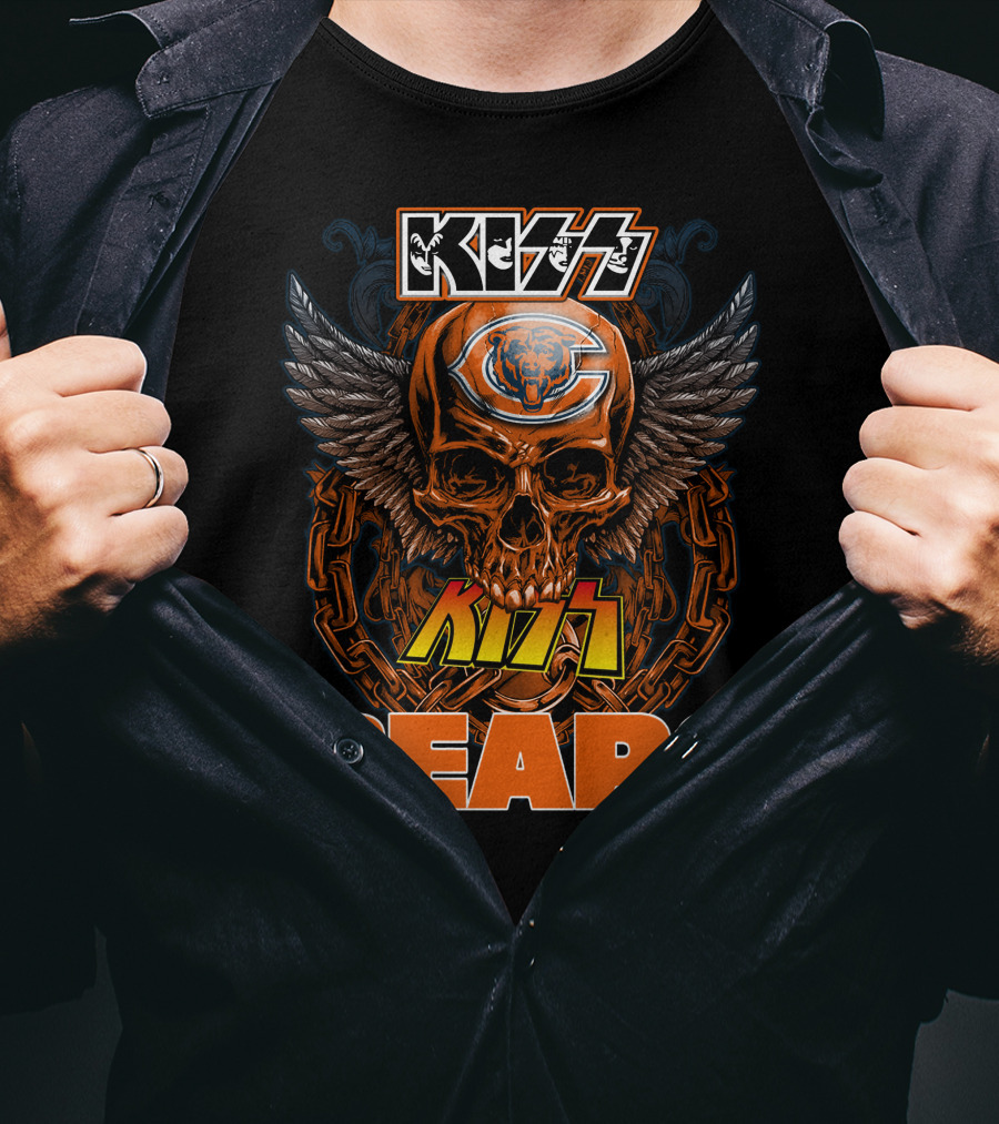 KISS CHICAGO BEARS Skull Wings T-Shirt