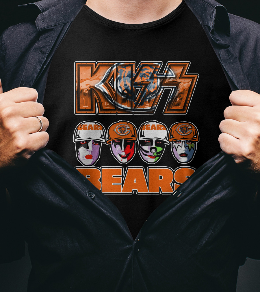 Kiss Chicago Bears Rock Band Faces T-Shirt