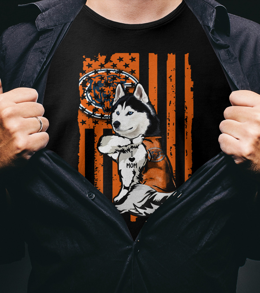 Siberian Husky Chicago Bears Fanatic Mom T-Shirt