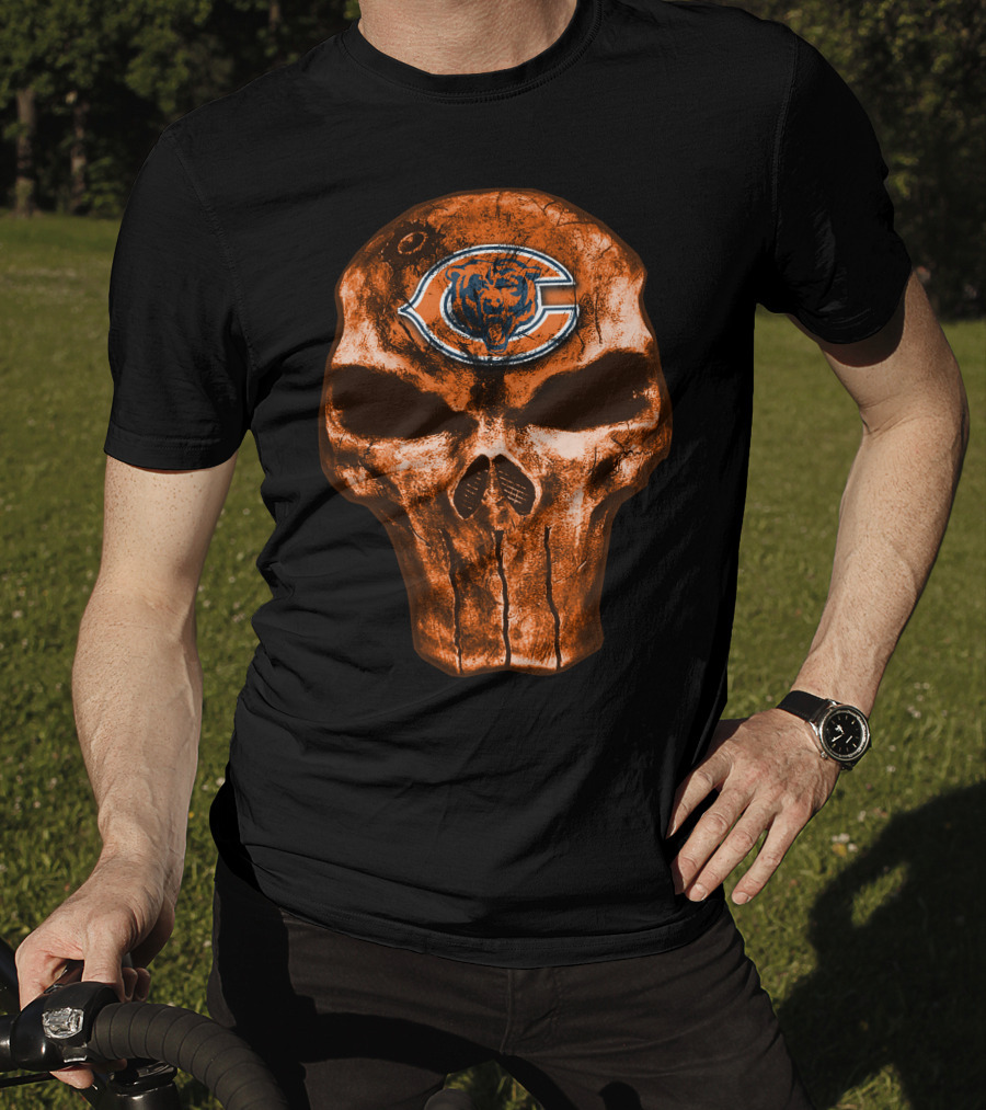 Skull Chicago Bears Logo NFL T-Shirt
