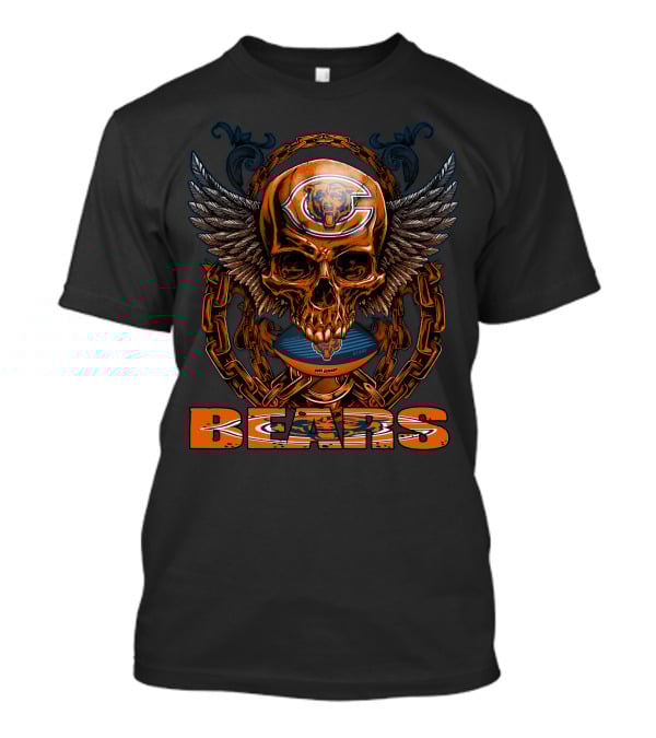 Skullfb Winged Skull With Chicago Bears Football Helmet And Chains BEARS T-Shirt