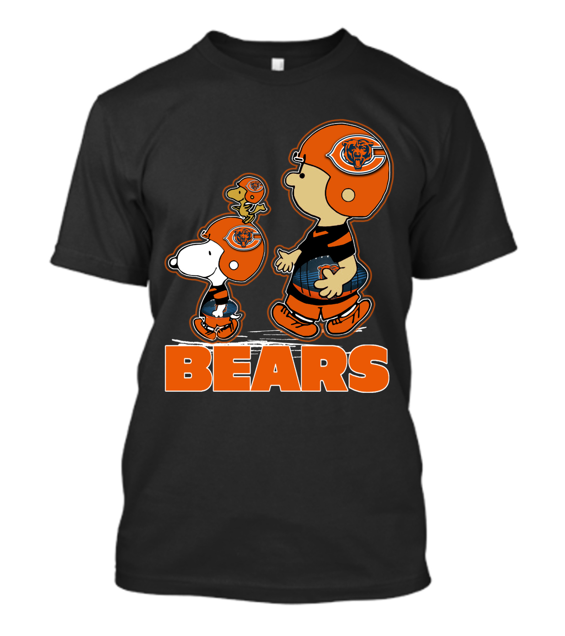 Snpfootball Chicago Bears Peanuts Characters In Bears Helmets T-Shirt