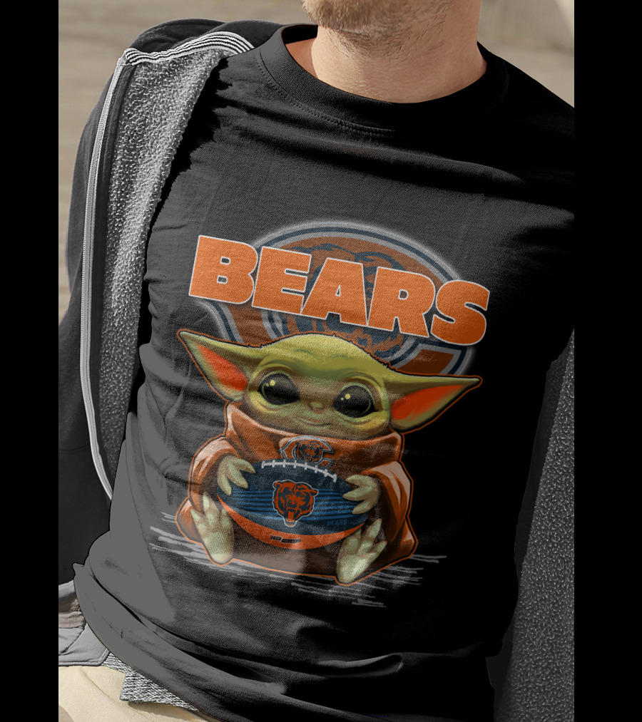 Yoda BEARS Football Chicago Baby Holding Football T-Shirt