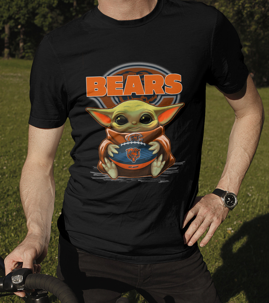 Yoda BEARS Football Chicago Baby Holding Football T-Shirt