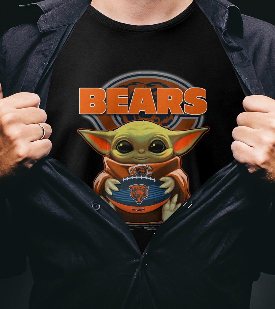 Yoda BEARS Football Chicago Baby Holding Football T-Shirt
