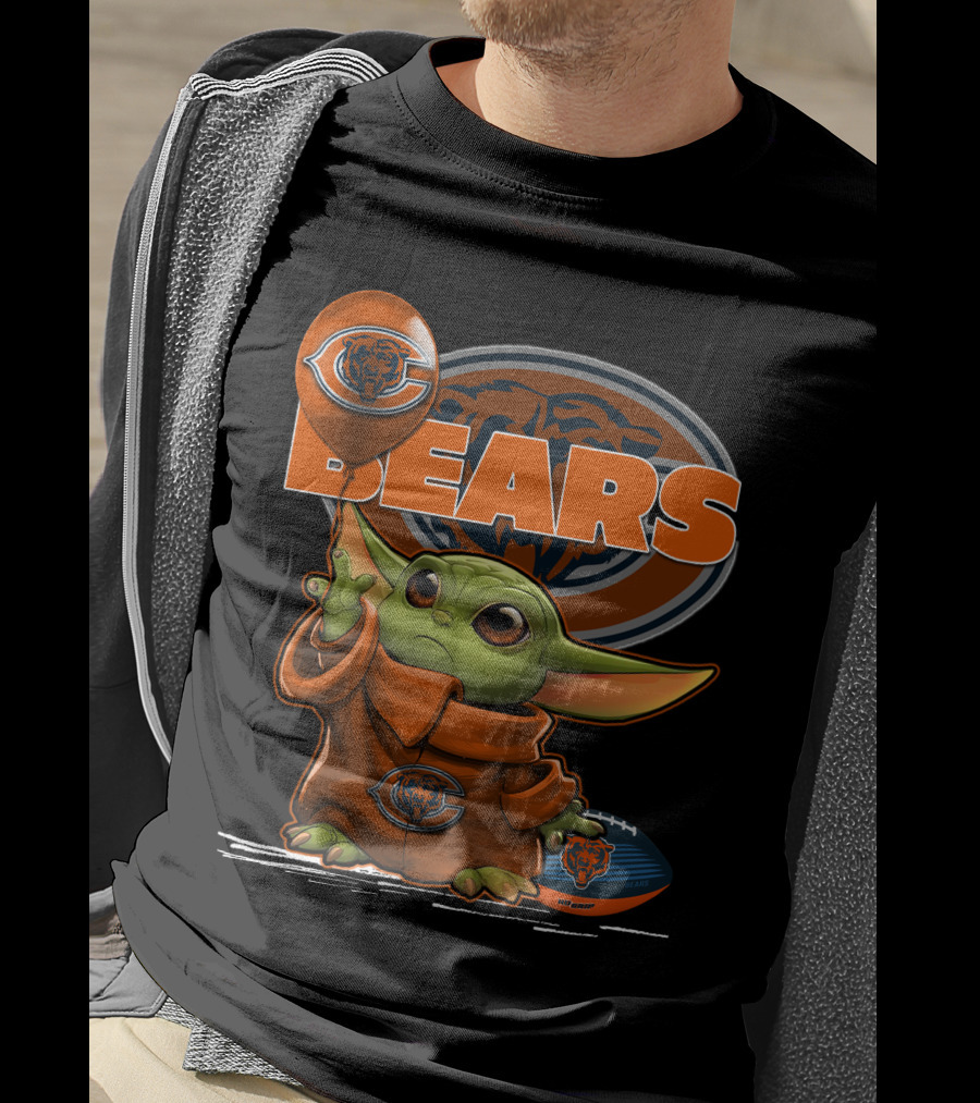 Yoda BEARS Chicago Football Balloon And Jersey T-Shirt