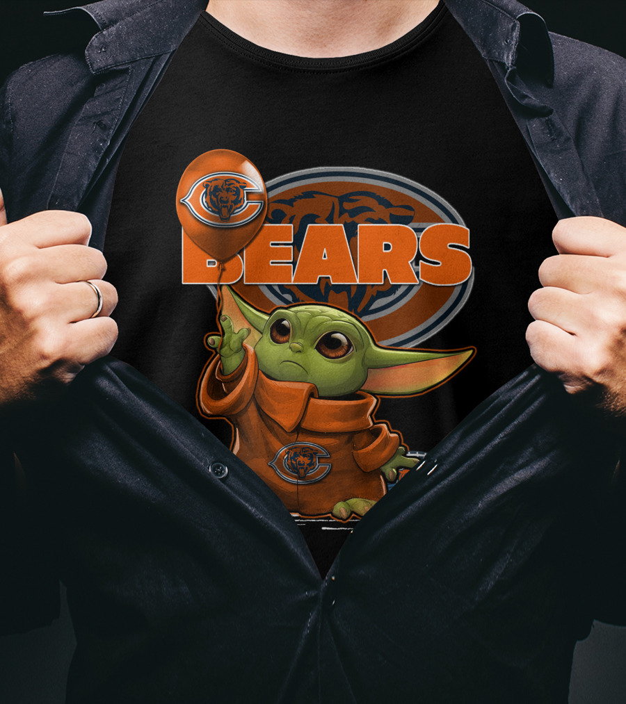 Yoda BEARS Chicago Football Balloon And Jersey T-Shirt
