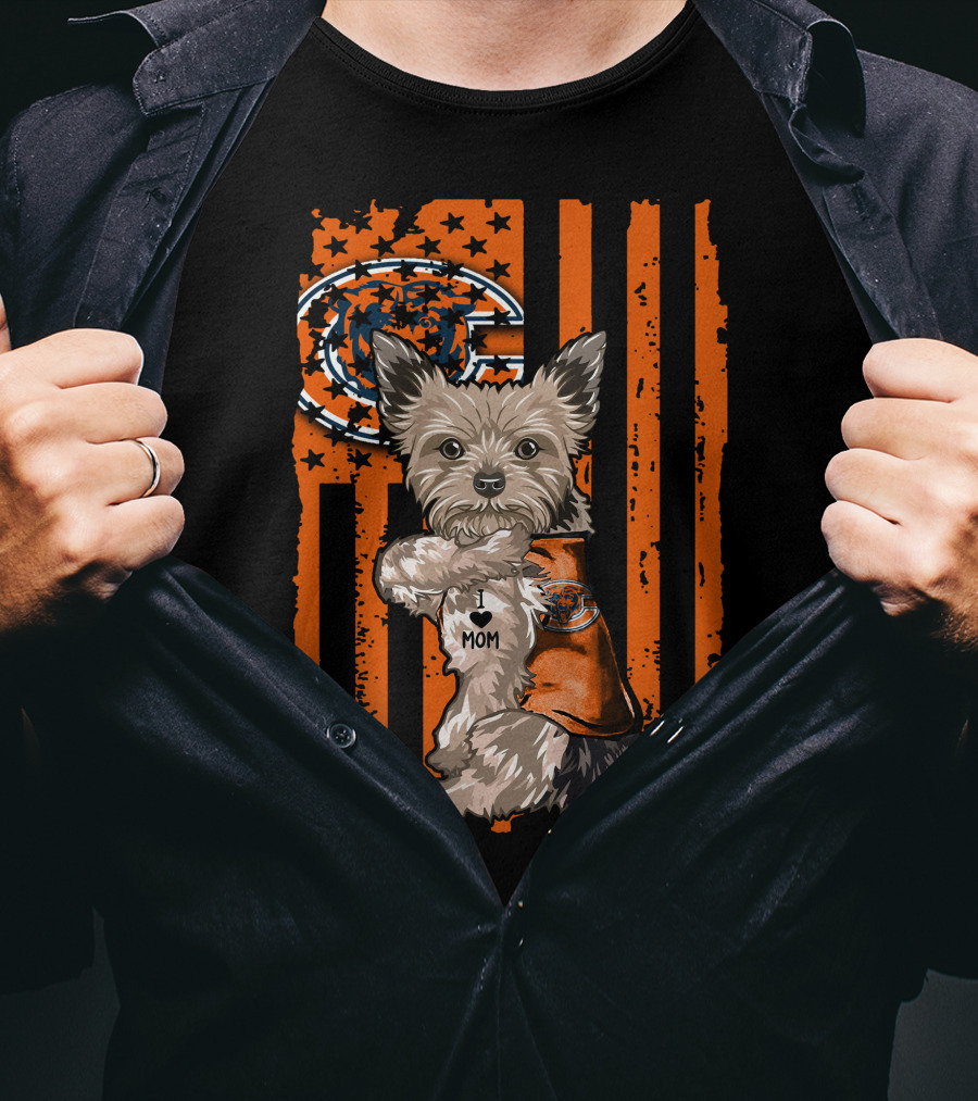 Yorkshire Terrier I ♥ Mom Chicago Bears T-Shirt