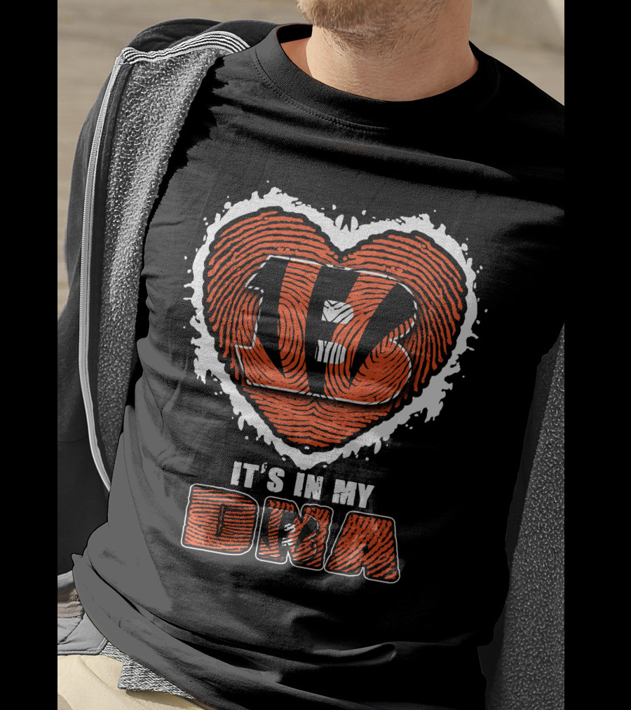 Cincinnati Bengals It's In My DNA Heart Fingerprint T-Shirt