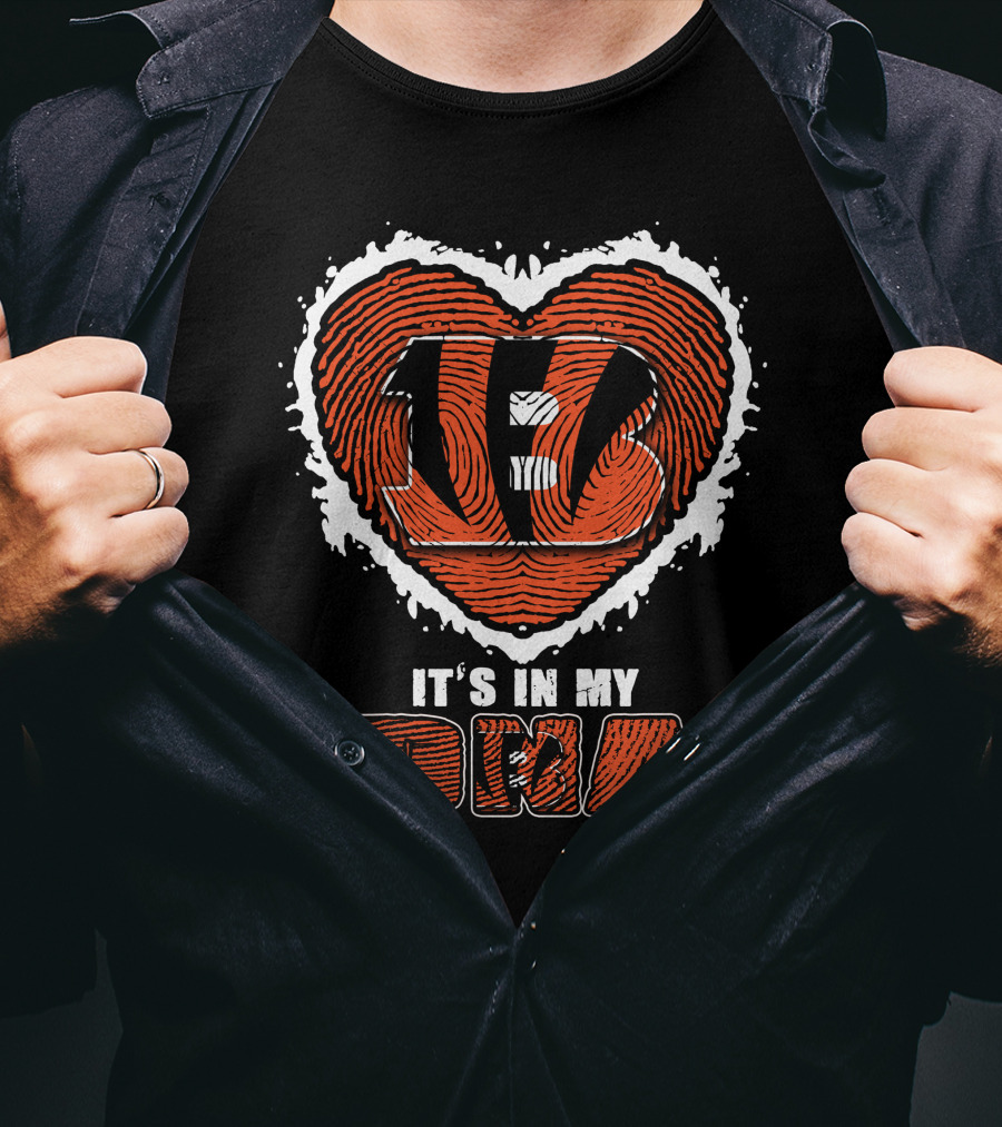 Cincinnati Bengals It's In My DNA Heart Fingerprint T-Shirt