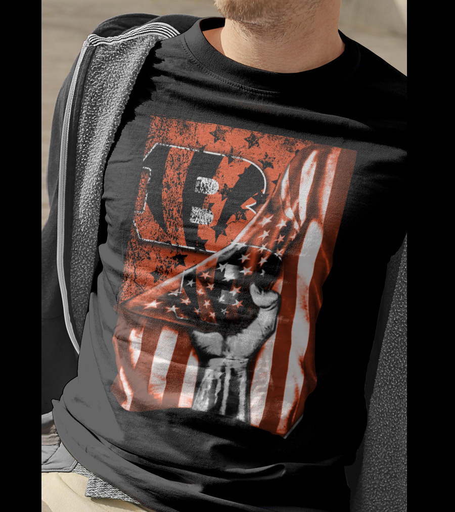 Bengals Logo Stars And Stripes Grunge Flag Cincinnati Bengals T-Shirt