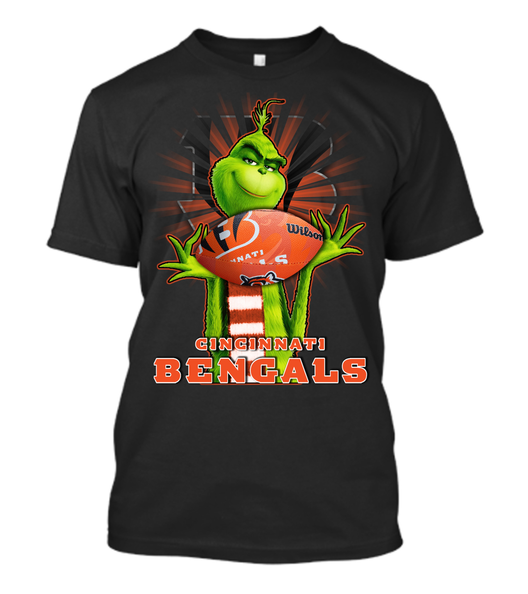 Grinch Cincinnati Bengals Holding Wilson Football T-Shirt