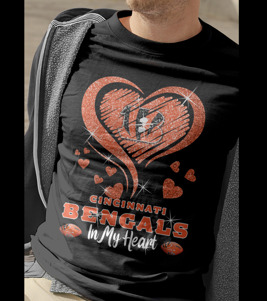 Cincinnati Bengals 13 Sparkling Hearts In My Heart T-Shirt