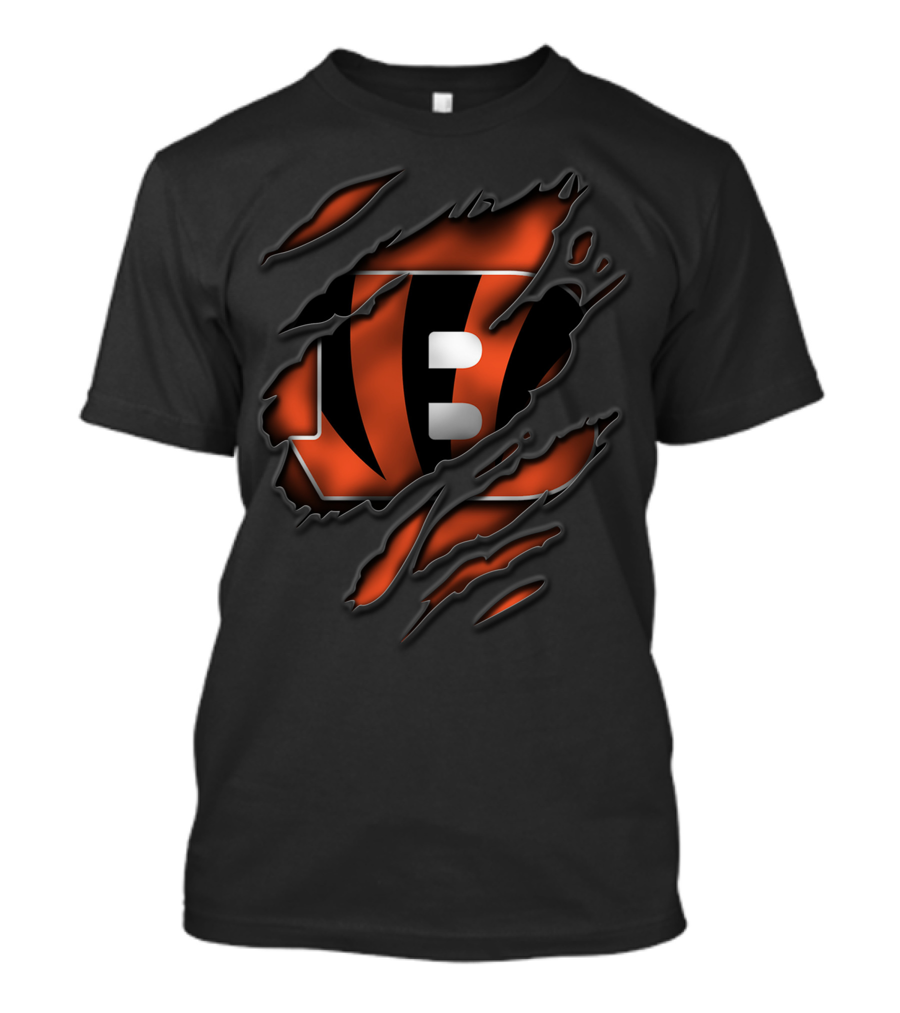 Torn Cincinnati Bengals Logo Black And Orange T-Shirt