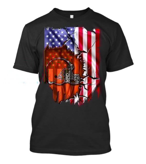 American Flag Cleveland Browns Helmet Stars And Stripes T-Shirt