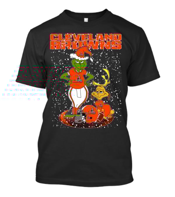CLEVELAND BROWNS Grinchxmas Snow Football T-Shirt