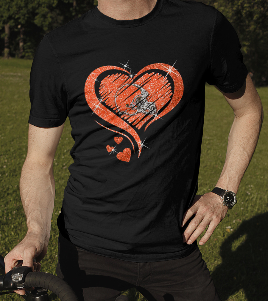 Heart Diamond Cleveland Browns Glitter Helmet Sparkle T-Shirt