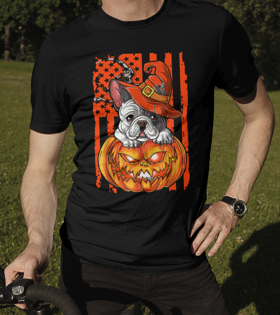 Bulldog Halloween Pumpkin Cleveland Browns T-Shirt