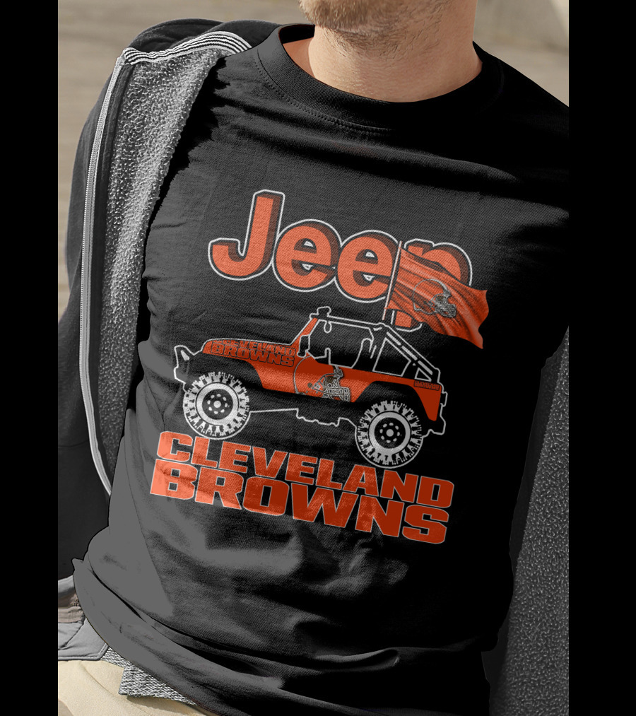 Jeep Cleveland Browns Off-Road Vehicle Cleveland Browns Flag Jeep T-Shirt