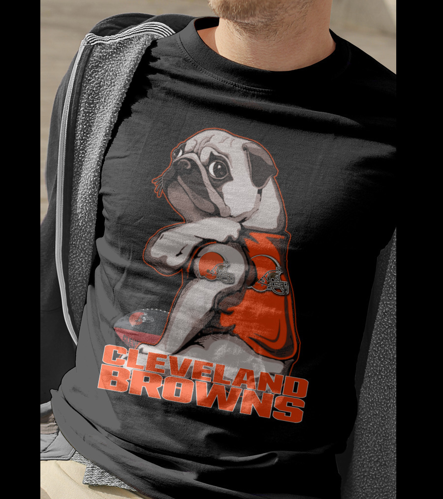 Cleveland Browns Pug Football Fan Mascot T-Shirt