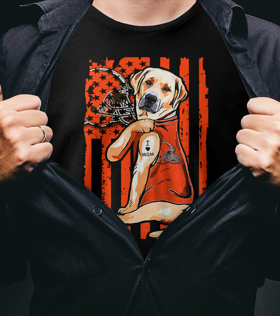 Labrador Retriever Cleveland Browns I Love Mom Football T-Shirt
