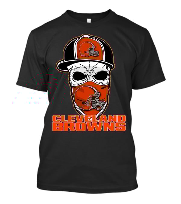 CLEVELAND BROWNS Skull Hat Football Helmet T-Shirt