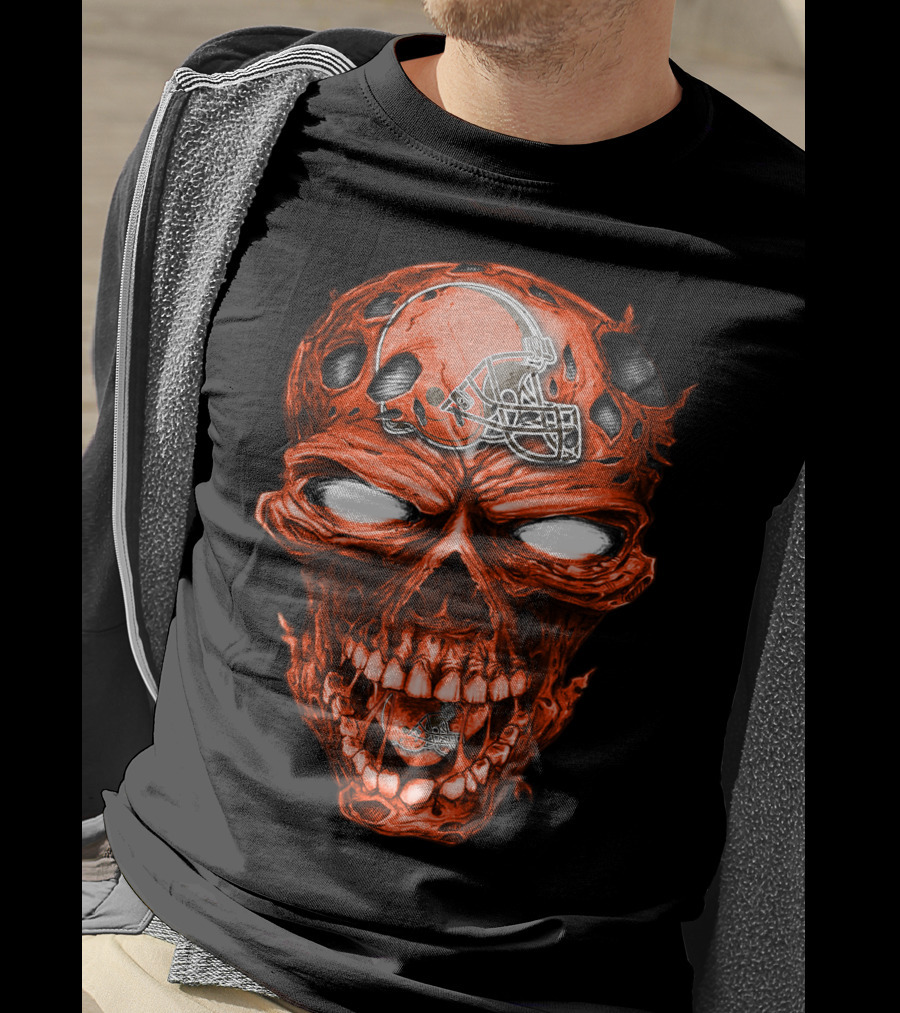 Skull Cleveland Browns Halloween Football Helmet T-Shirt