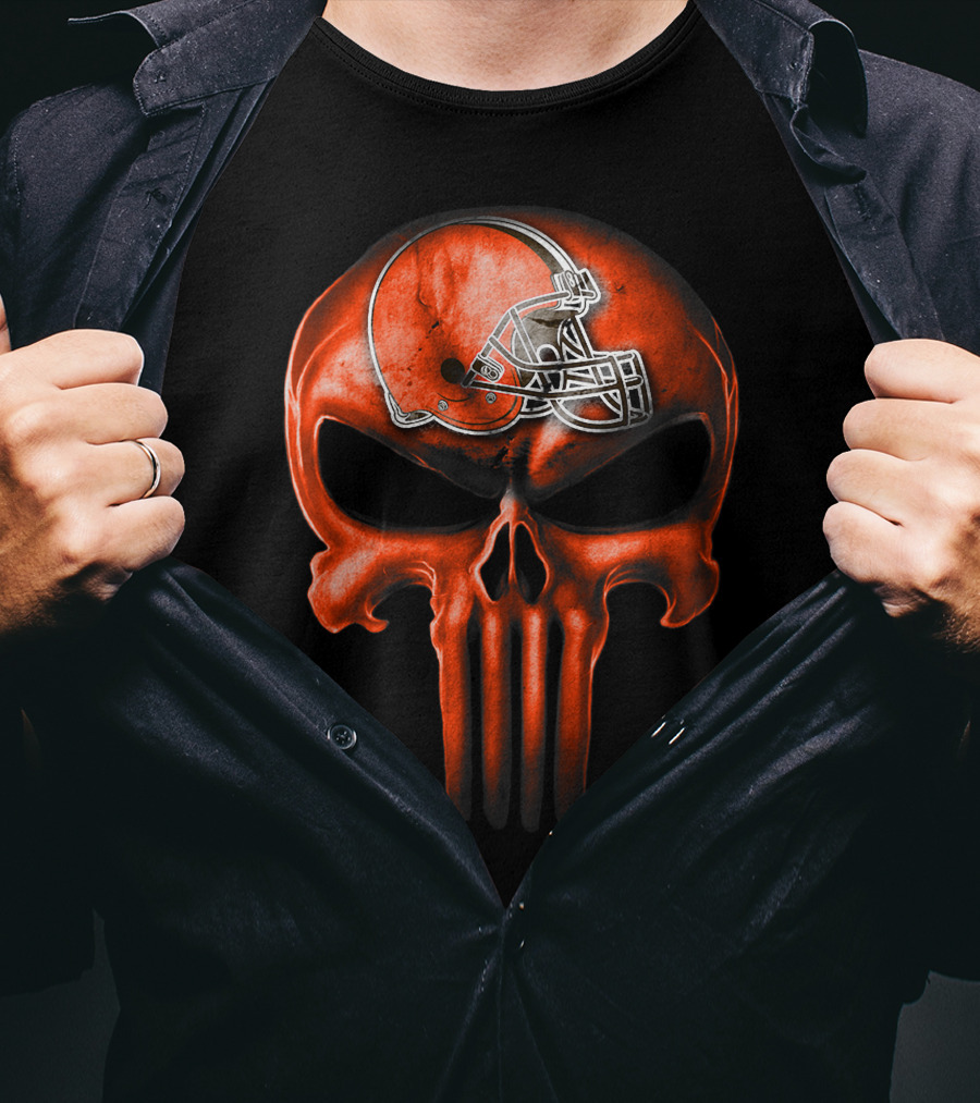 Skull Cleveland Browns Helmet T-Shirt