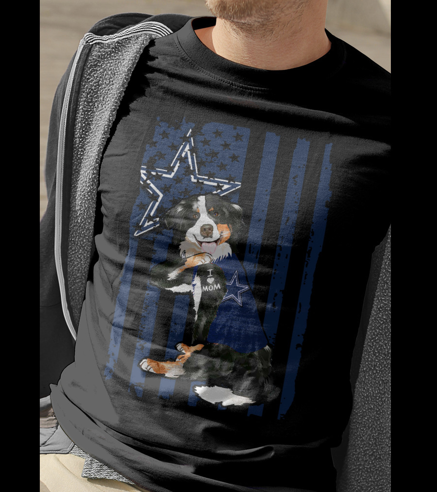 Border Collie I Love Mom Dallas Cowboys Star Flag T-Shirt