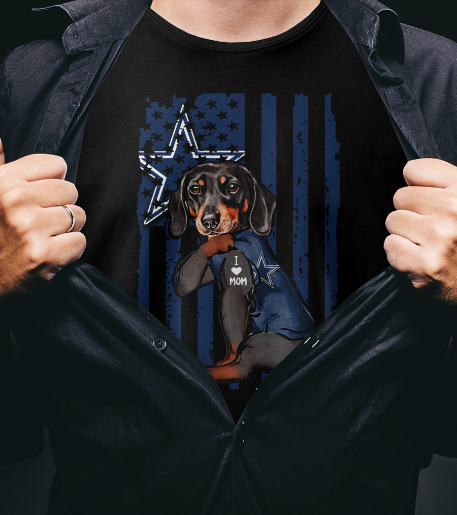 Dachshund I Love Mom Dallas Cowboys Star T-Shirt