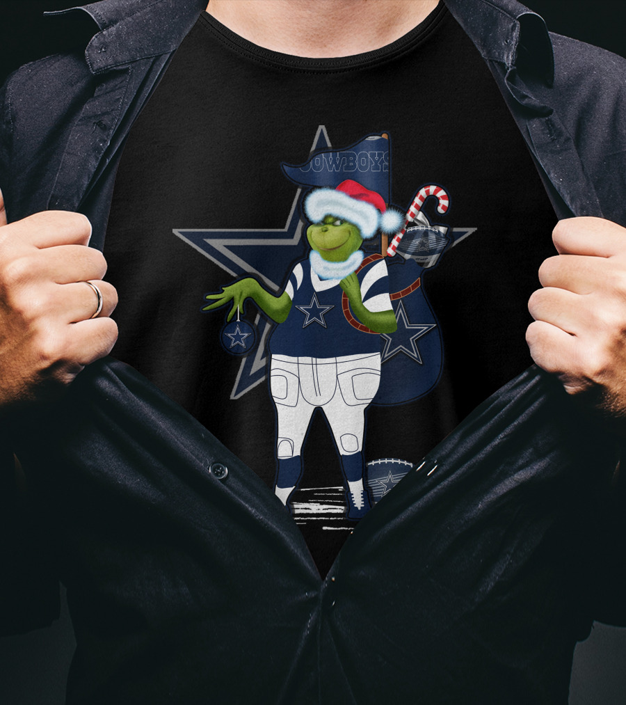 Grinchxmas V1 Dallas Cowboys Star Holiday Football Cheer T-Shirt