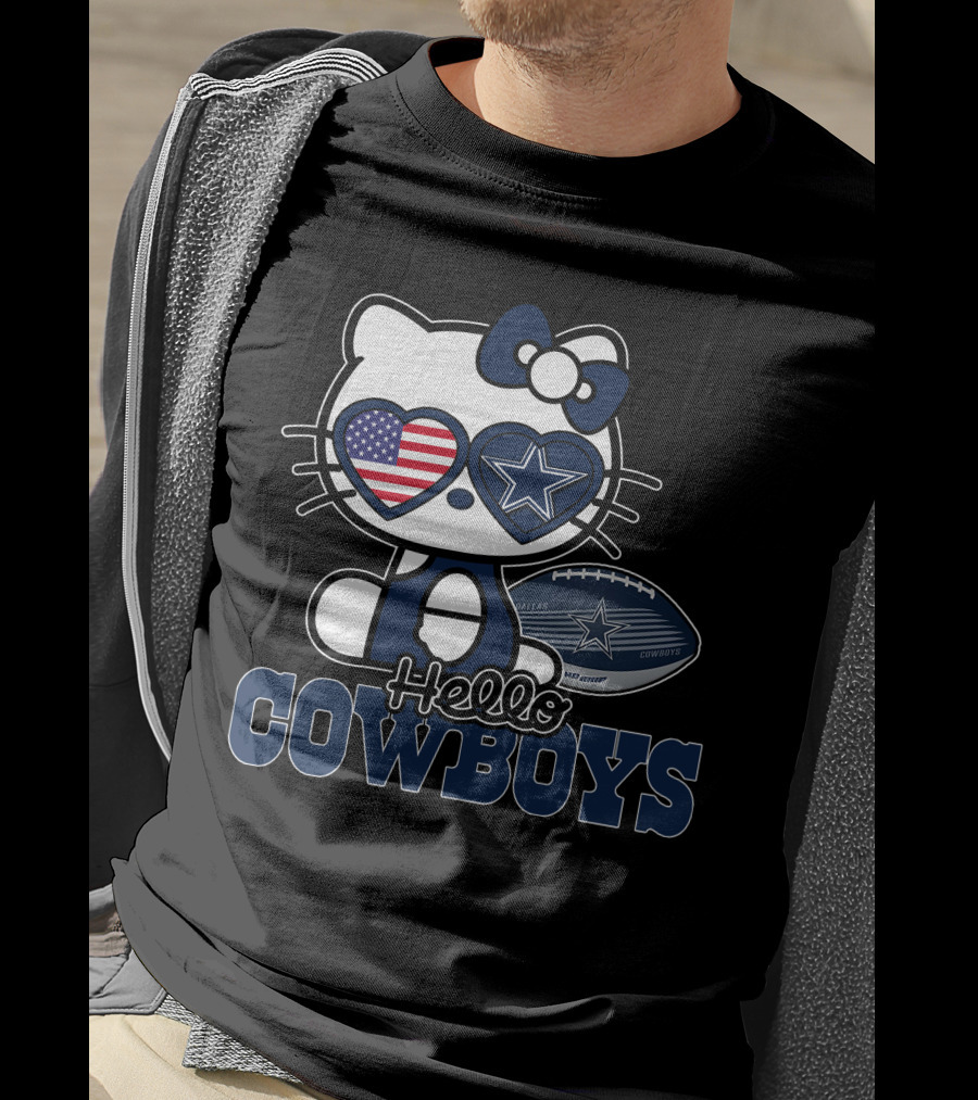Hello Kitty Dallas Cowboys Usa Flag Football T-Shirt