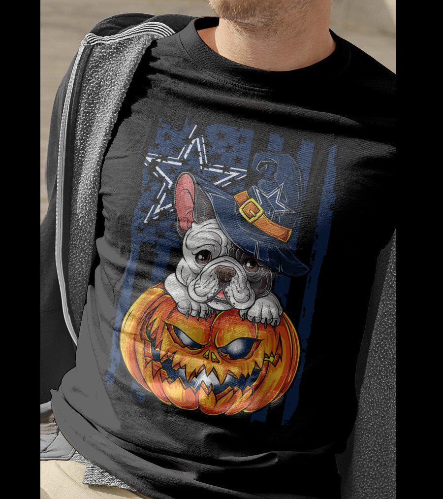 Hlw Bulldog Dallas Cowboys Halloween Pumpkin T-Shirt