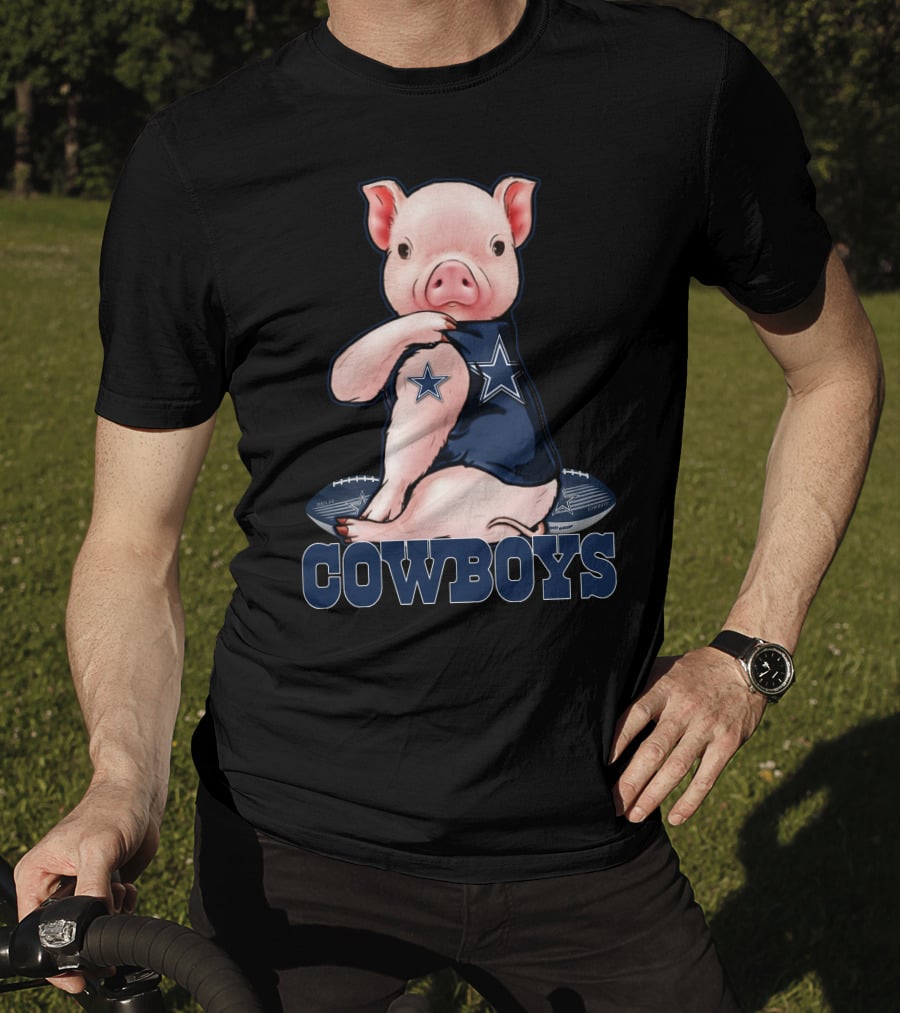 Pig With Dallas Cowboys Football Team Logo And Stars T-Shirt