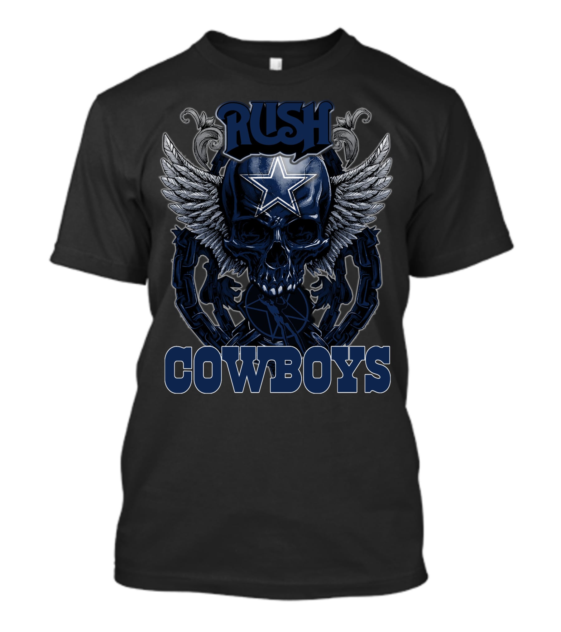 Rush Dallas Cowboys Skull Wings Star T-Shirt