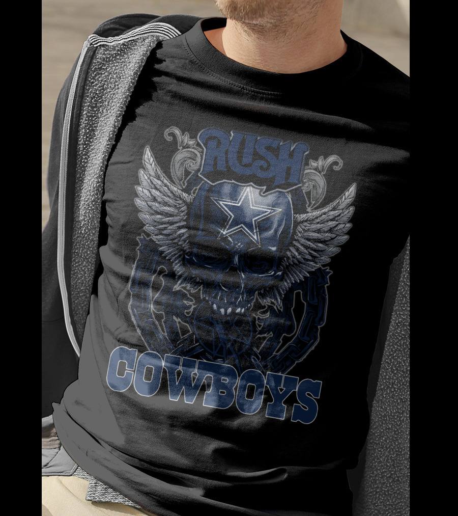 Rush Dallas Cowboys Skull Wings Star T-Shirt