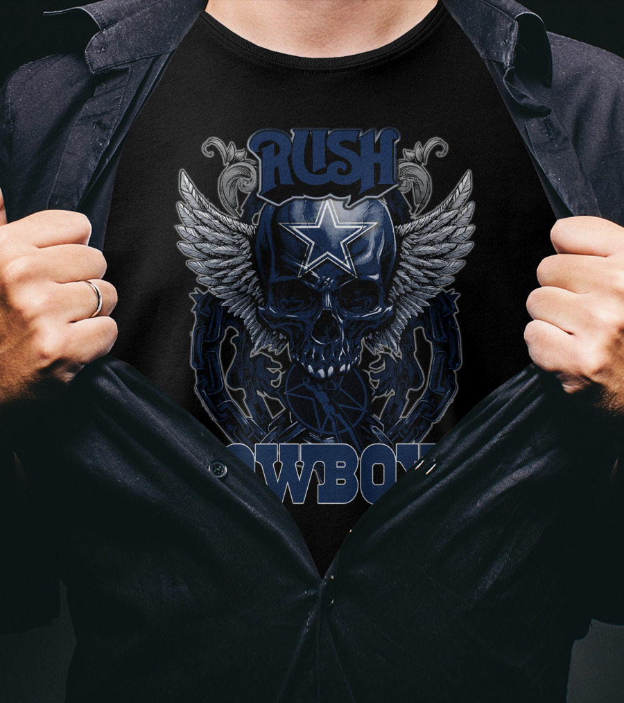 Rush Dallas Cowboys Skull Wings Star T-Shirt
