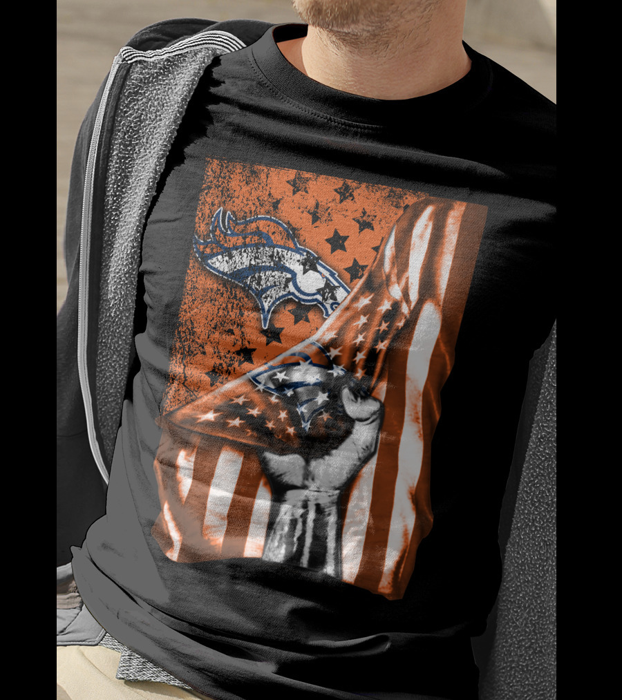 Flag Denver Broncos Stars And Stripes Fist T-Shirt
