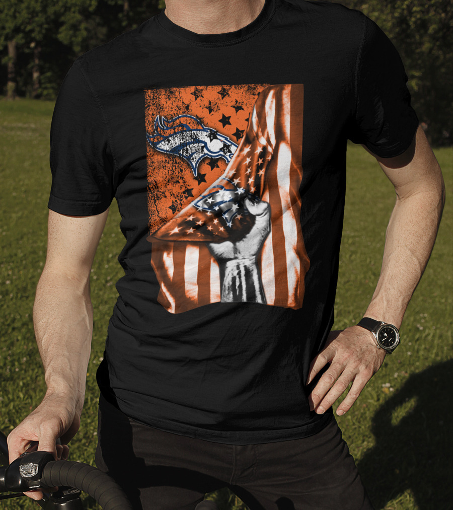 Flag Denver Broncos Stars And Stripes Fist T-Shirt