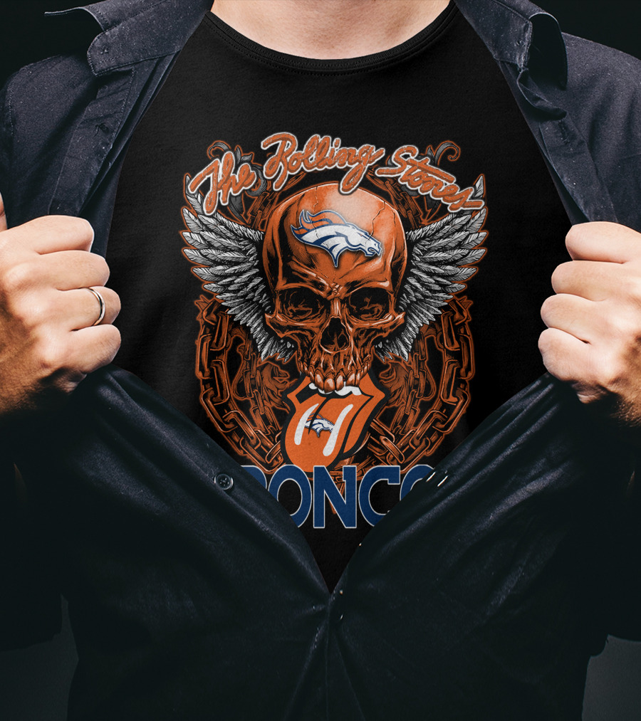 The Rolling Stones Denver Broncos Skull Wings T-Shirt