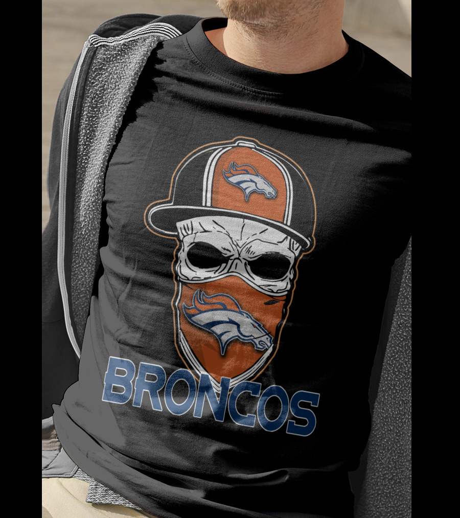 Broncos Skull Cap And Bandana With Denver Broncos T-Shirt