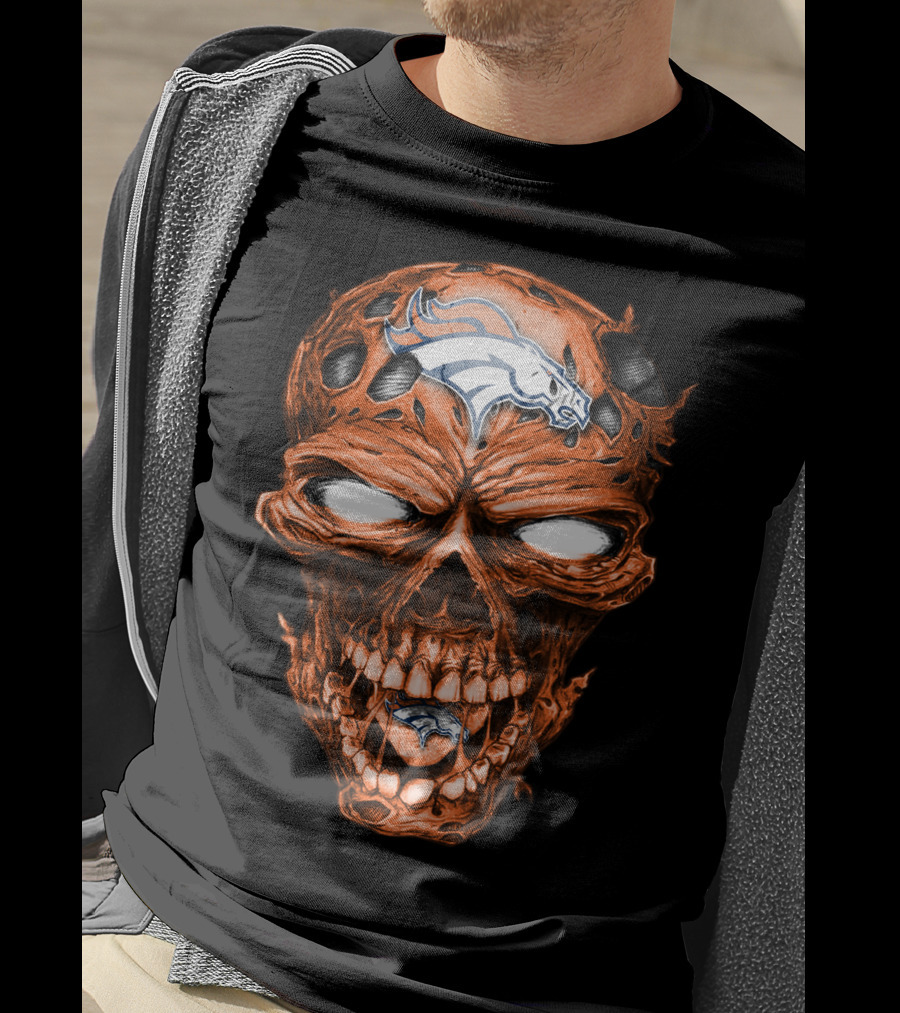 Skull Denver Broncos NFL Logo Horror T-Shirt