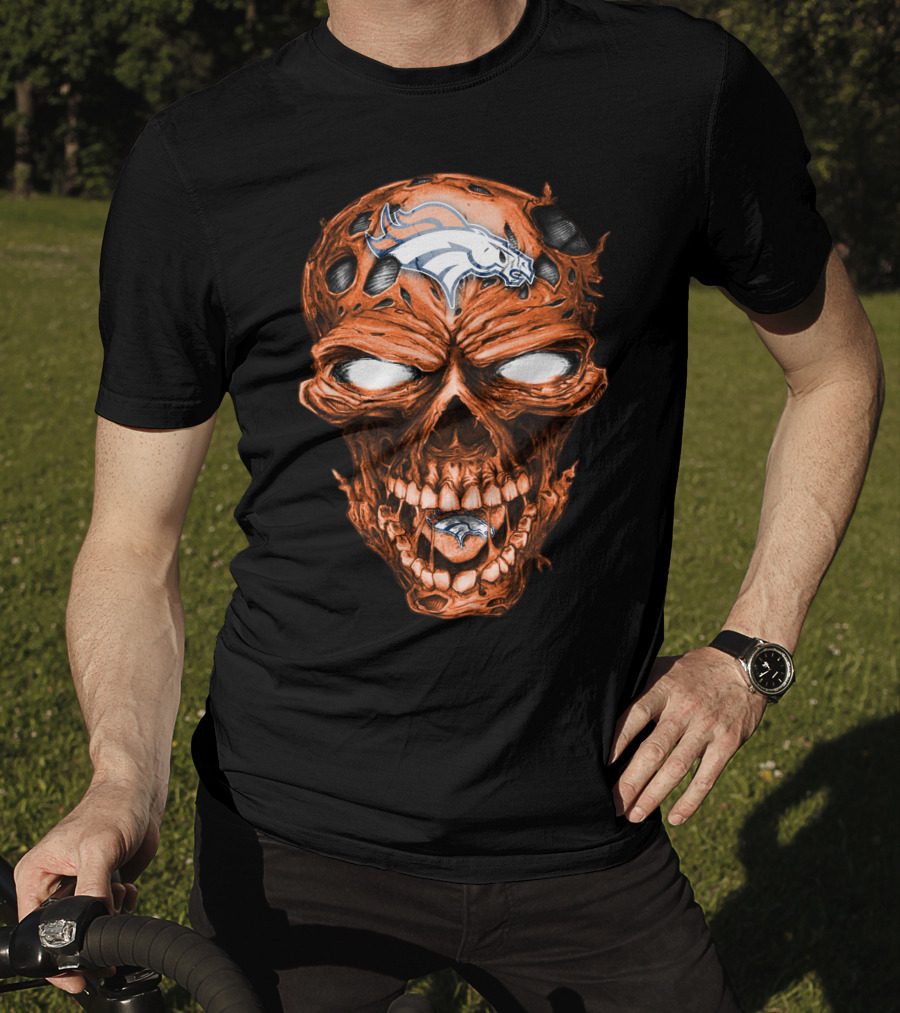Skull Denver Broncos NFL Logo Horror T-Shirt