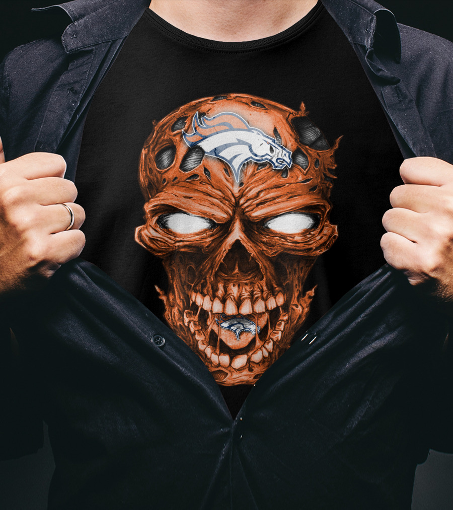 Skull Denver Broncos NFL Logo Horror T-Shirt