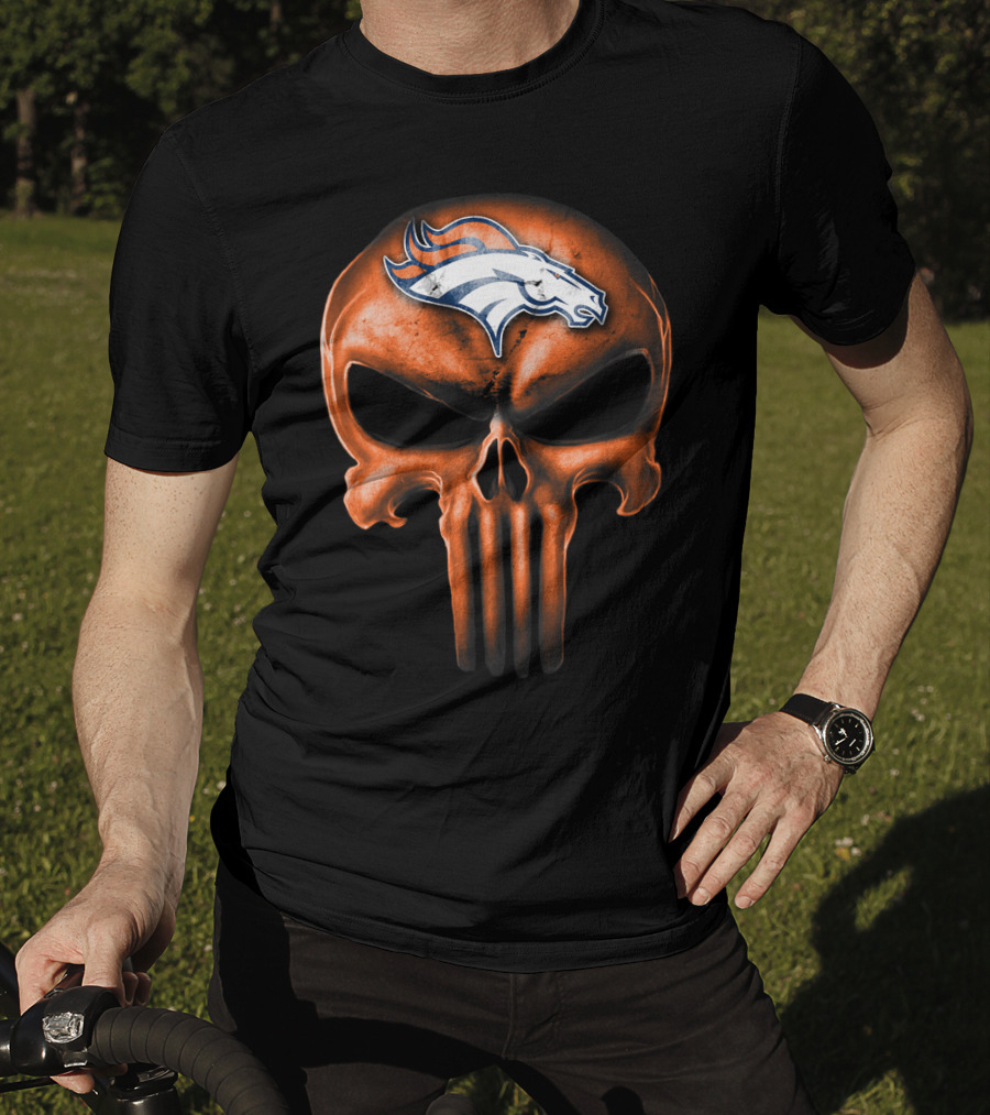 Skull Denver Broncos Logo Fusion T-Shirt