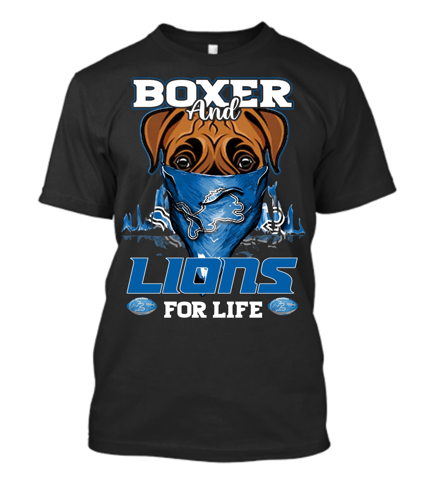 Boxer And Lions For Life DETROIT LIONS T-Shirt