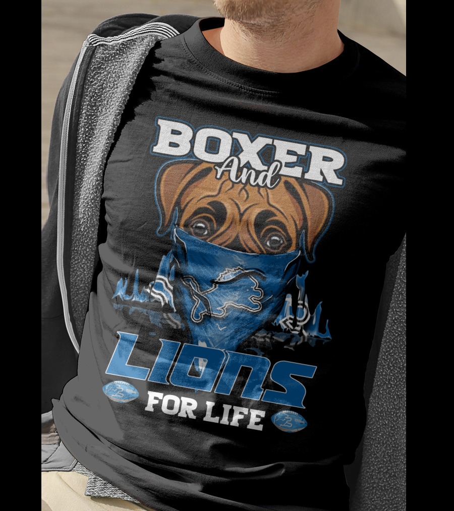 Boxer And Lions For Life DETROIT LIONS T-Shirt
