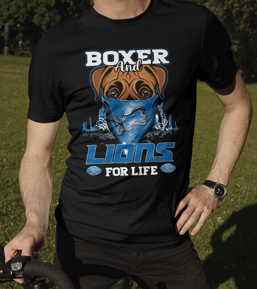 Boxer And Lions For Life DETROIT LIONS T-Shirt