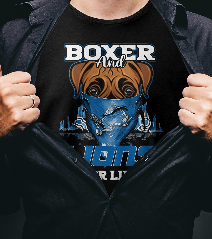 Boxer And Lions For Life DETROIT LIONS T-Shirt
